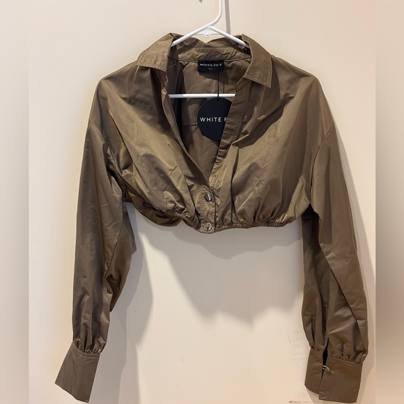 Womens Long Sleeve Crop Top, Brown, White Fox, XS NWT - Picture 6 of 10